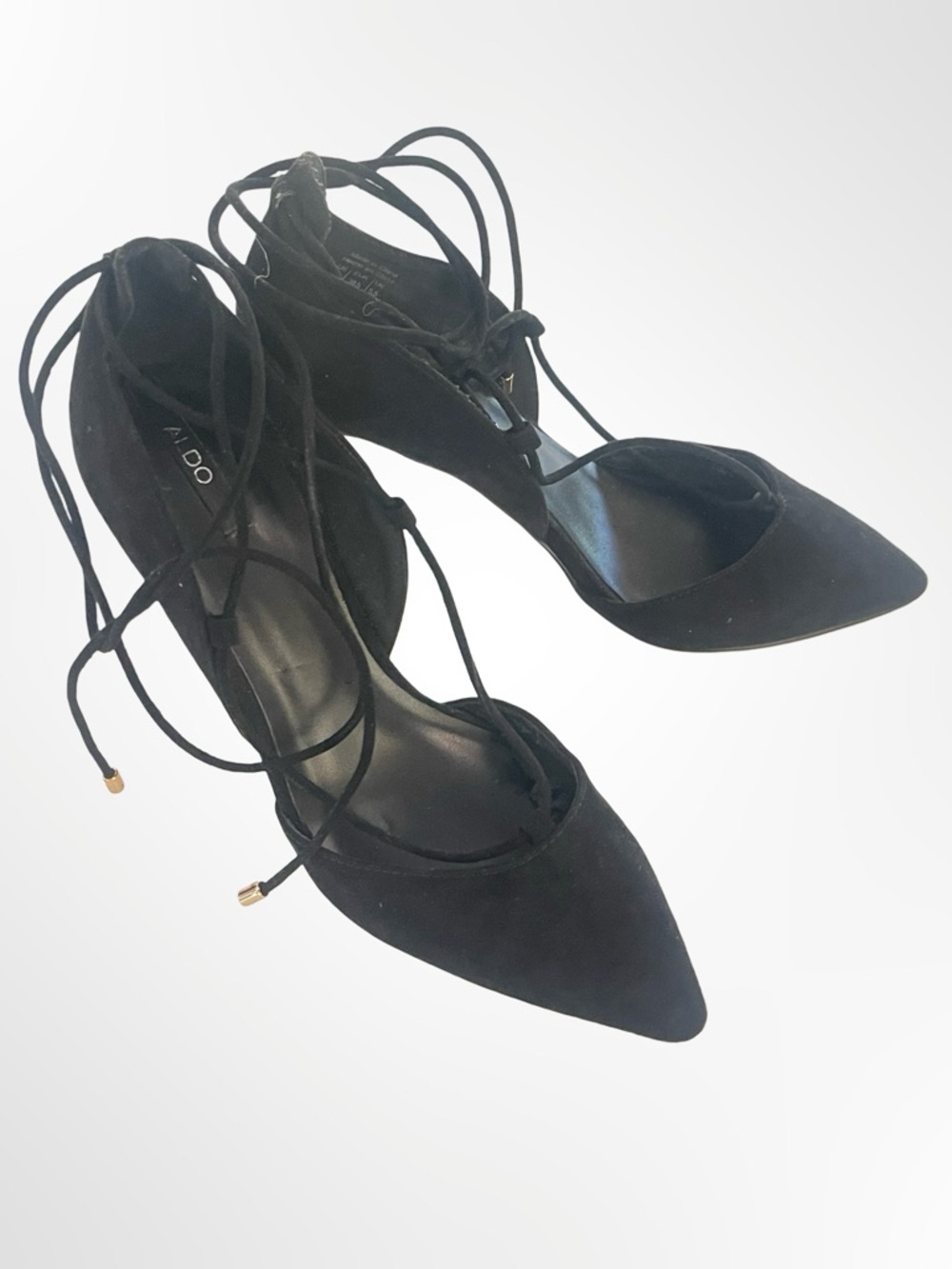 ALDO Black Pointed-Toe Lace-Up Heels in size 8